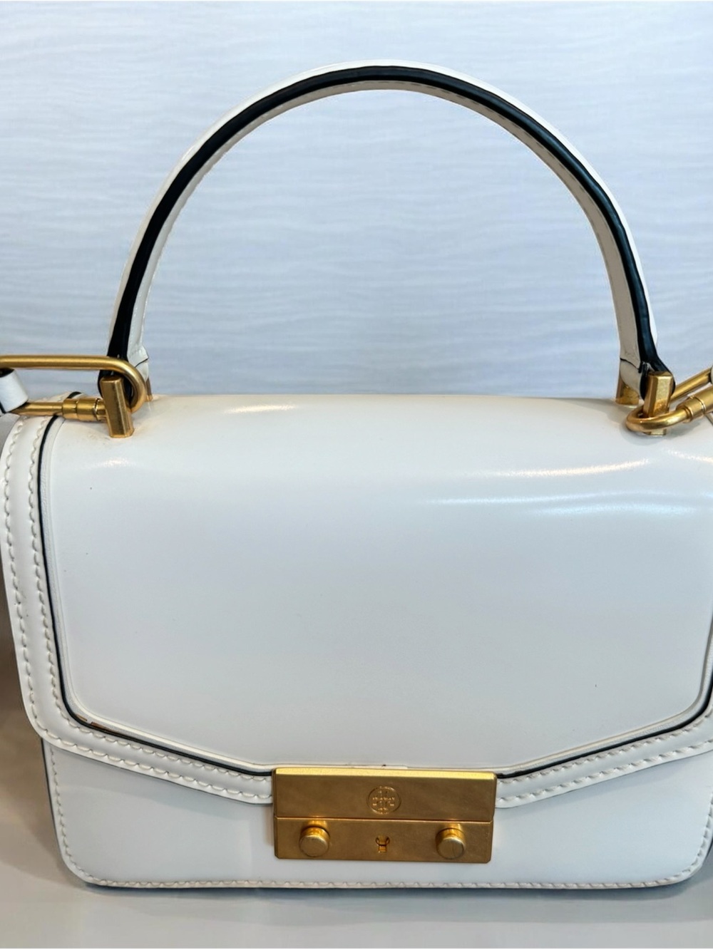 Tory Burch Juliette Mini Top Handle Satchel - White Leather - Excellent Conditio